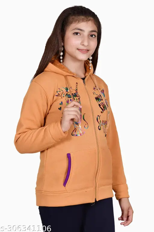 Wool printed girls hoodie & sweatshirt, comfortable winter wear for 10-13 years old