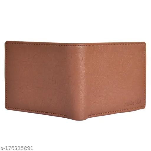Black PU leather mini wallet for men, featuring 9 card slots and 2 compartments, free size (12cm x 8cm), made in India