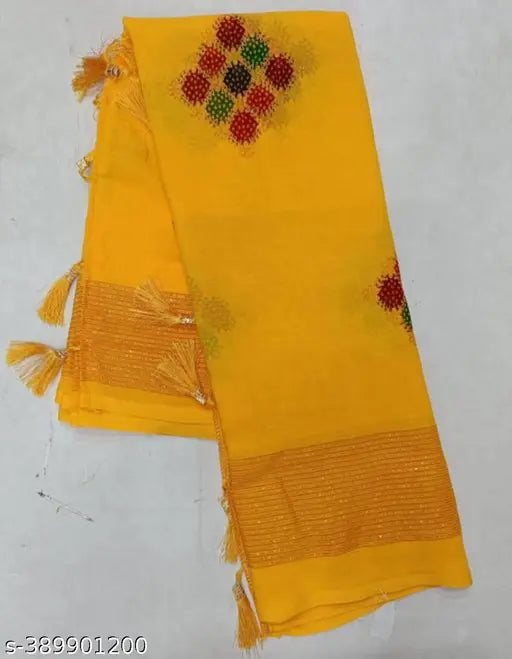Top-selling Bandhani sonpari foil saree with blouse, designed in pure georgette fabric