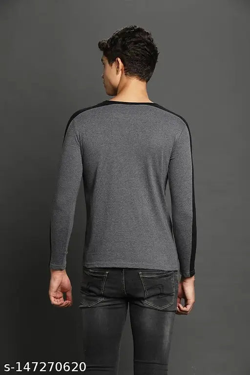 Cotton blend men's long sleeve Skittzz Colourblock t-shirt, solid pattern in various sizes