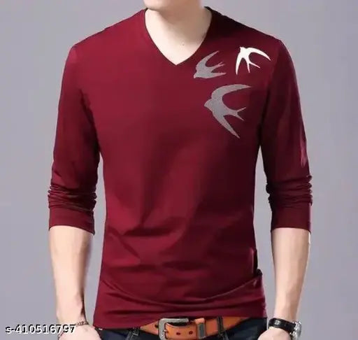 Trendy polycotton long-sleeve solid tee, fashionable Azuvia apparel from India