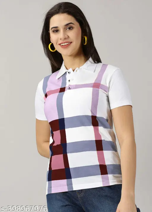 AOOSH Polo Tshirt for Women || Womens Polo Tshirt || Summer wear tshirt for girls (color-Purple