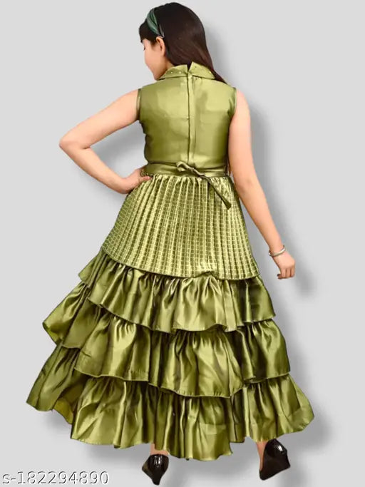 Silk sleeveless embellished net girls gown (latest ethnic), Indian tradition on display