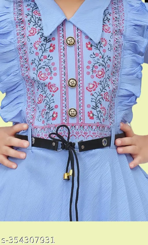 Modern kids kurta cum frock set with matching leggings, crepe material, solid pattern for girls ages 6-10 years old