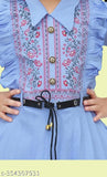 Modern kids kurta cum frock set with matching leggings, crepe material, solid pattern for girls ages 6-10 years old