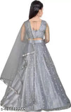 Art Silk polka print Lehenga Choli and Dupatta set for girls party wear, embellished long sleeve with matching accessories, India origin