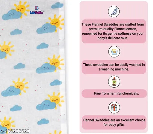 Extra soft cotton flannel swaddle blanket (100cm x 100cm), geometric design, ideal for AC rooms
