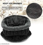 Ultra-soft woolen beanie cap set (20 degree temperature) featuring muffler scarf, unisex design - perfect for men, women, girls, boys