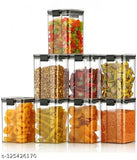 Clear plastic container set of 8, 900ml, lockable, square shaped, for kitchen storage and pasta/dal food