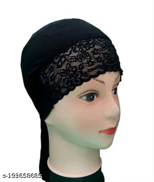 Black hijab cap with head scarf