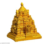 Golden resin Tirupati Balaji Temple statue, intricately detailed, 10 cm tall for home temple decoration