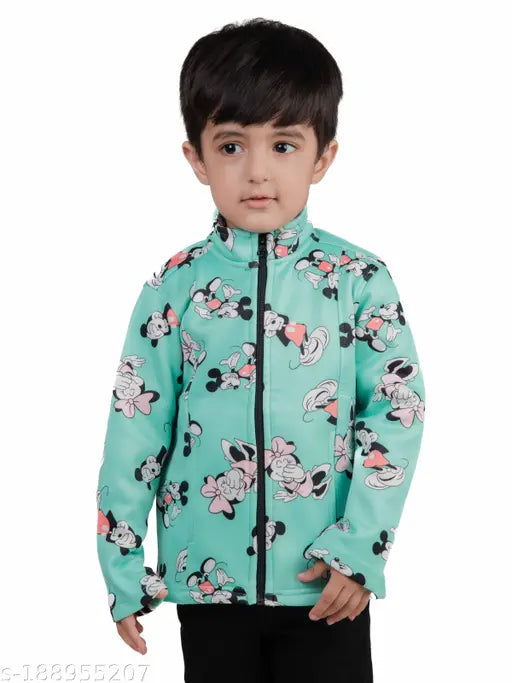 The jacket is a kids' cartoon printed piece