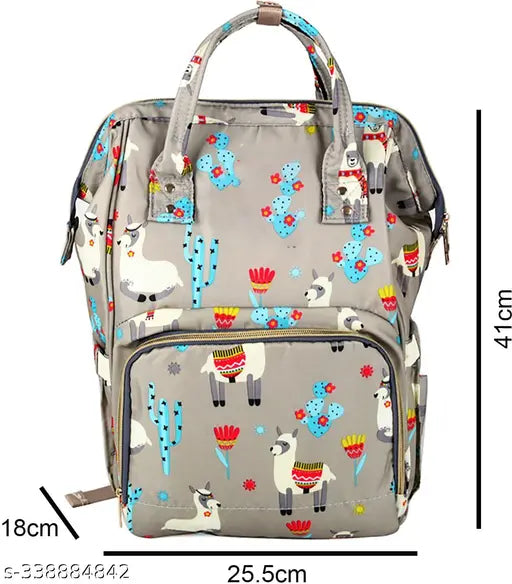 Waterproof nylon diaper bag, 41x18x25.5cm, unisex design with 16 pockets & anti-theft zipper