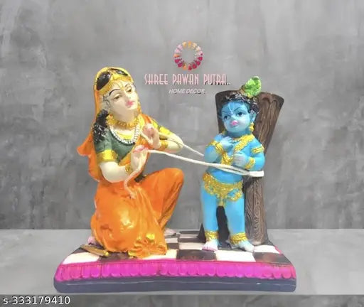 Multi-colored resin Maa Yashoda Krishna murti, temple decor, home gift