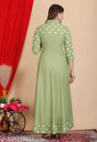 Green printed viscose rayon day-to-night kurta with three-quarter sleeves, ideal for versatile and comfortable everyday wear
