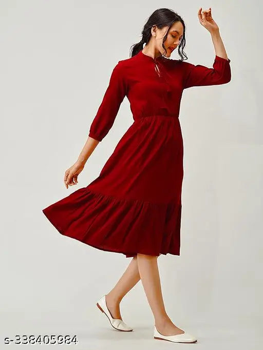 Rayon straight kurta, maroon, long sleeve