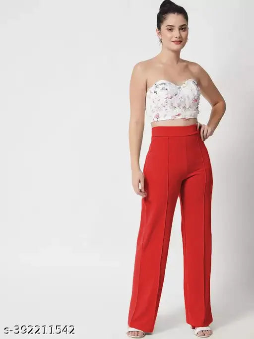 Cotton blend, high-waisted bell-bottom trousers combo for women (26, 28, 30, 32, 34 inches) - vintage style with exaggerated bell bottoms, India origin