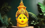Yellow aluminum Varamahalakshmi idol, Shivoo Fashion 7inch metal Yantra from India
