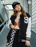 Versity jacket, black and white plaid pattern, 9 panel design