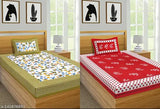 Colorful printed comforter, 2 bedsheets and 2 pillow covers in Jaipuri style pattern
