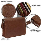 RFID-blocking, high-quality black Leatherite card wallet with 11 slots and compact size for everyday use