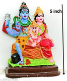 Marble Shiv idols home decor showpiece set - 3 premium quality figurines, 5-inch ghanti bell included