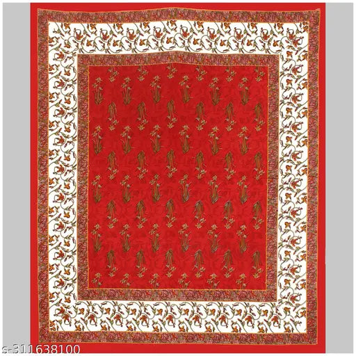 180 Tc Pure Cotton Double Bed Size Bedsheet With 2 free Matching pillow Cover