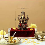 Resin Lord Ganesha Idol sitting on lotus flower, beautiful and peaceful home decor ornament, 4.5" x 7" x 4.5", auspicious for Diwali pooja room