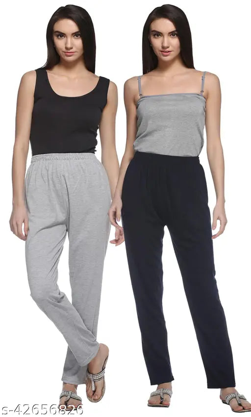 Gray and black women's track pants without pockets