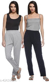 Gray and black women's track pants without pockets