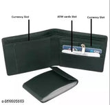 Men's black Albom wallet (PU/Faux Leather), durable design with 3 card slots, 2 secret compartments, and coin pocket. High-quality genuine leather made in India