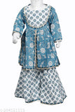 Pure cotton floral print kurta sharara set in regular relax fit for girls ethnic wear, India