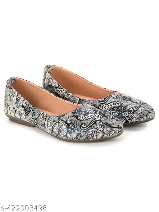 Black synthetic ballet flats with lace-up detail and metal bow clasp, premium design for daily wear and contemporary elegance