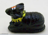 Black polyresin hand-painted Lord Nandi idol for temple worship, 7.5 cm x 3 cm x 5.5 cm from A&S Ventures, India
