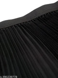 Black, cotton, accordion pleat maxi skirt