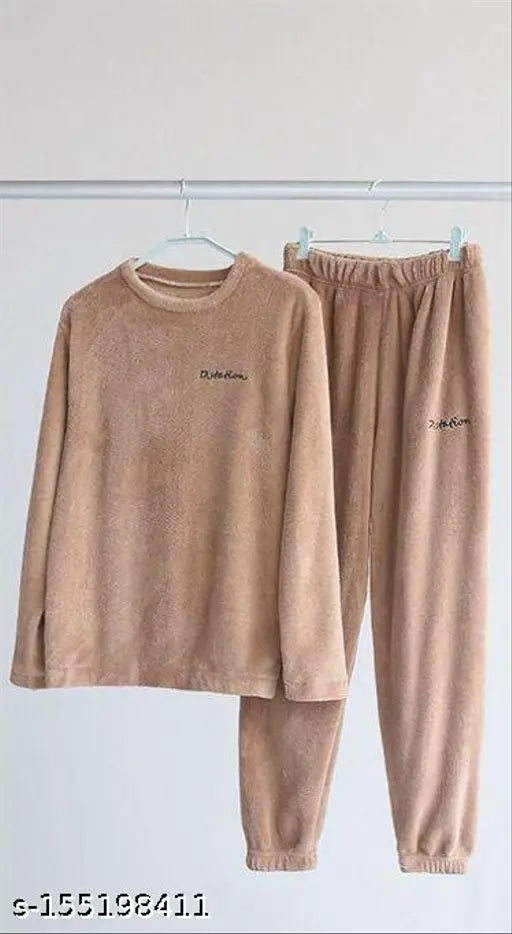 Woolen winter nightsuit & dress, solid color pyjamas for chilly winters, ladies nightwear set in multiple sizes & colors, made in India