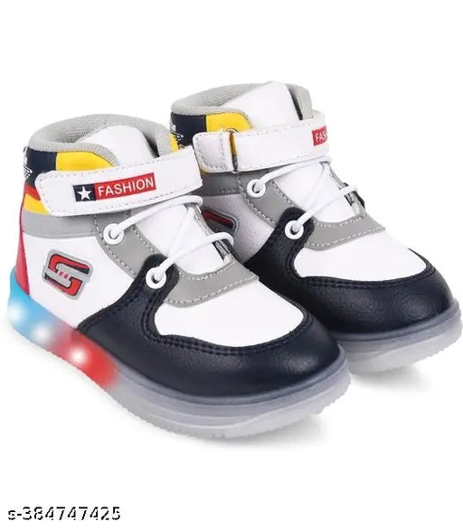 Trendy kids sports shoes with a casual vibe, featuring striking red and white colorblocked designs