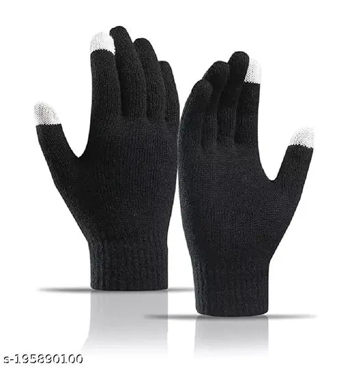 Wool winter cap and gloves set - One-size, stretchable, and fashionable, perfect for outdoor activities and colder seasons