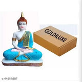 Goldiluxe Gautam Buddha statue, poly resin showpiece for living room or study room, blue & white, 22cm height
