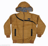 Amber windproof jacket with striped trim, hooded design