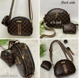 Slender handbag with two straps, zip closure, brown material