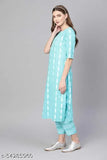 Rayon printed net kurta with palazzo pants, three-quarter sleeves, Indian fashion set for women size L (bust 40 inches)