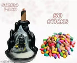 Premium resin Adi Shankara Adiyogi Shiva Smoke Fountain, handcrafted with backflow incense cones (14 cm, 50 free) - Indian decorative showpiece