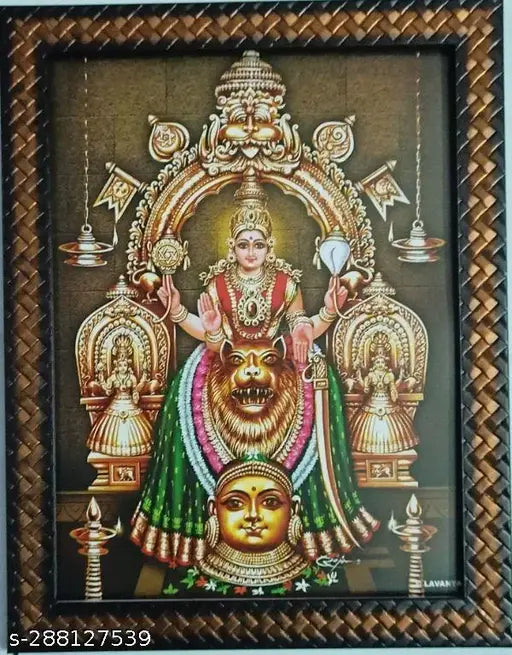 Kollur Goddess Mookambigai Ambal photo frame, 9x12 inches, Indian religious artifact