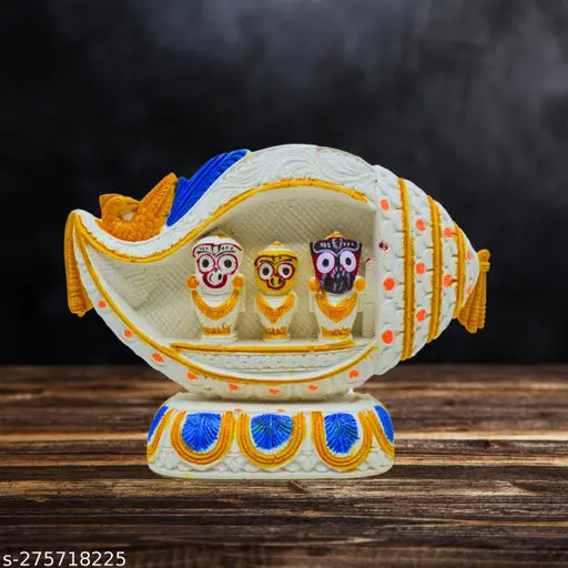 Ceramic Patitapabana Jagannath Statue, 13cm tall, traditional Indian god idol