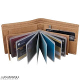 Beige artificial leather men's album wallet, regular size with 11 card slots. Solid style, high-quality stitching, and additional photo sleeves for a durable and classy accessory. Perfect compact gift for men