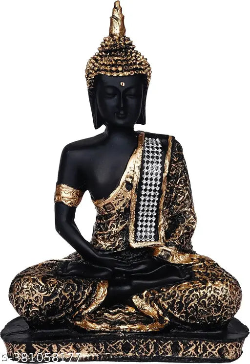 Meditating Buddha statue, 12cm x 5cm x 17cm, high-quality polyresin, Indian handicraft for home decor or gifting