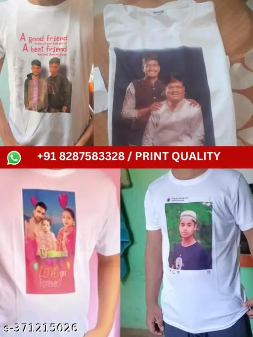 Personalized photo printed polyester t-shirt, short sleeves, S size (36in x 27in). Customizable apparel for high-quality personalized t-shirts with free shipping & COD