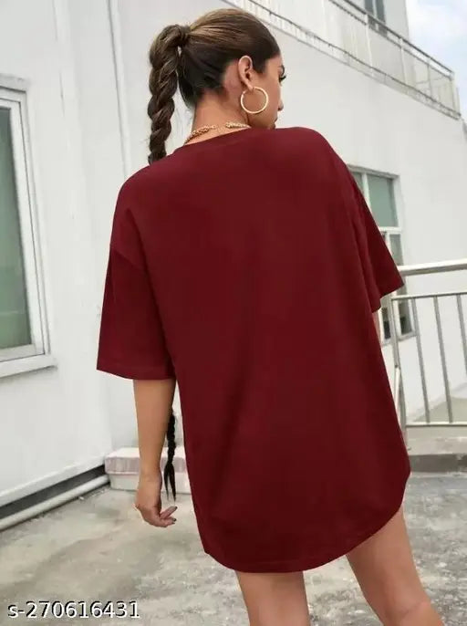 Women Oversized Printed Round Neck Tshirts.