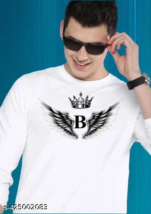 White printed men's t-shirt, cool and quirky design, polyester fabric, short sleeves